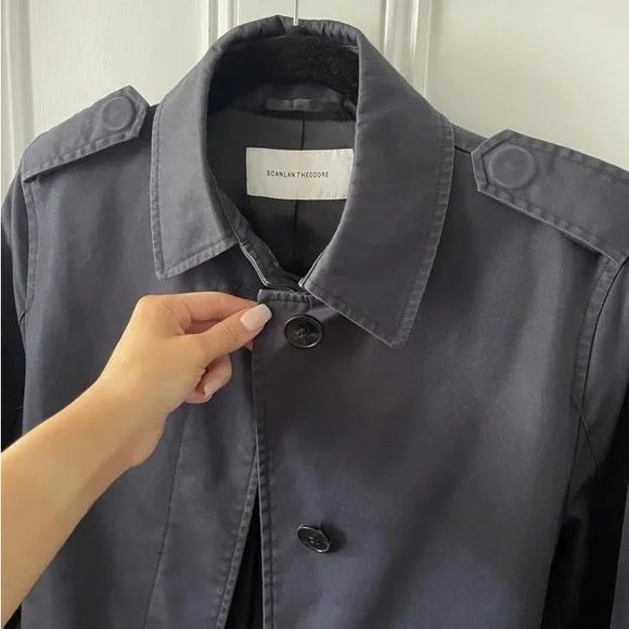 Scanlan Theodore Trench Coat, Navy, Medium - Picture 8 of 9